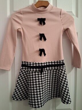 Lilt Houndstooth Bow Pink Dress 6/7